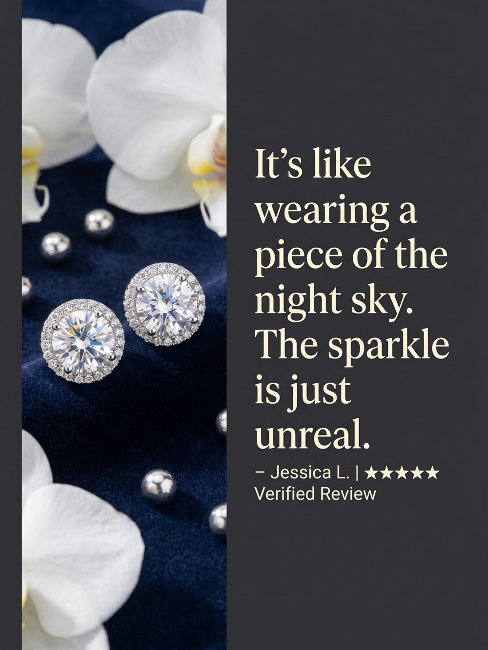 Classic Round Clear Moissanite Halo Stud Earrings - Silver